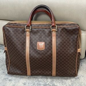 Celine Brown Macadam Briefcase Business Laptop Bag Top Handle